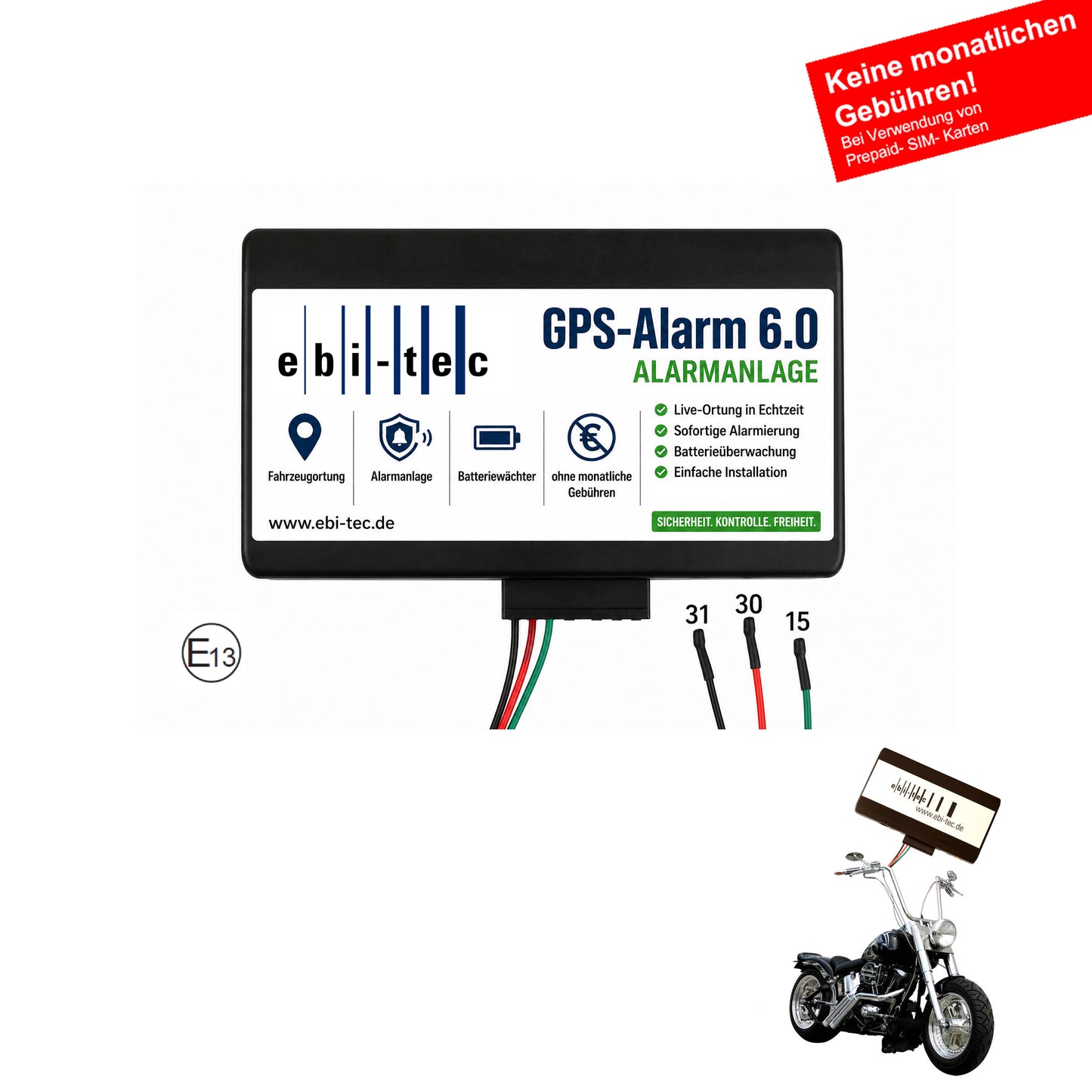 6222 / Motorrad-Alarmanlage:  GPS-Alarm 6.0 Edition Bike Protect (ohne monatliche Gebühren)